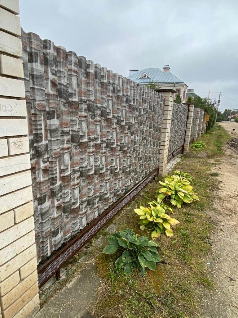 забор из штакетника printech кирпич зольный фото3 в Сыктывкаре