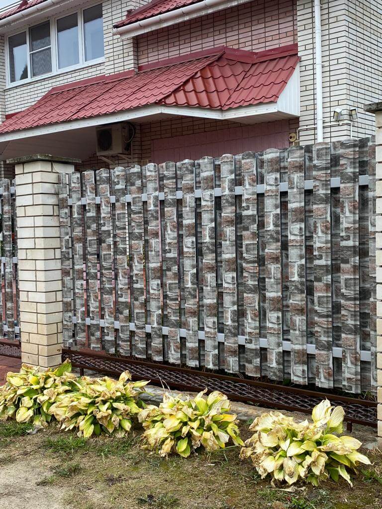 забор из штакетника printech кирпич зольный фото2 в Сыктывкаре