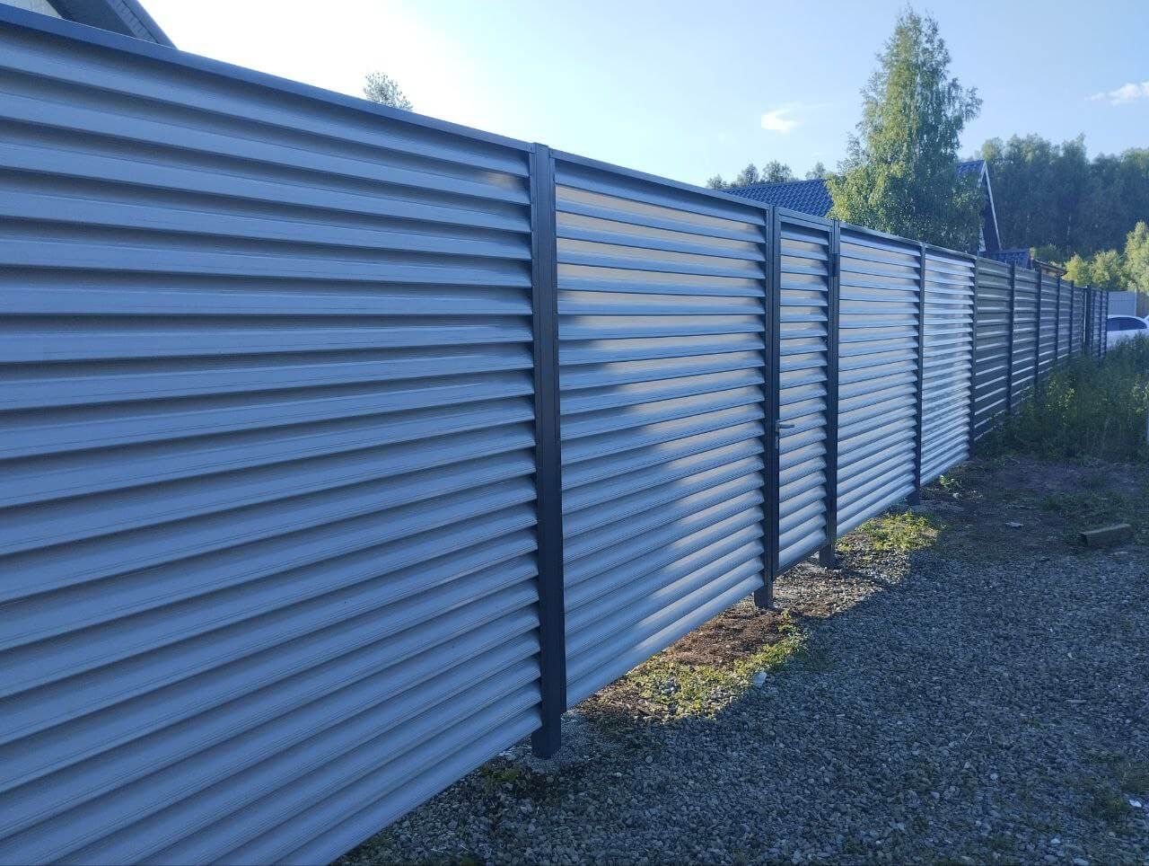 Забор из ламелей еврожалюзи 20м RAL7004 Серый в Сыктывкаре