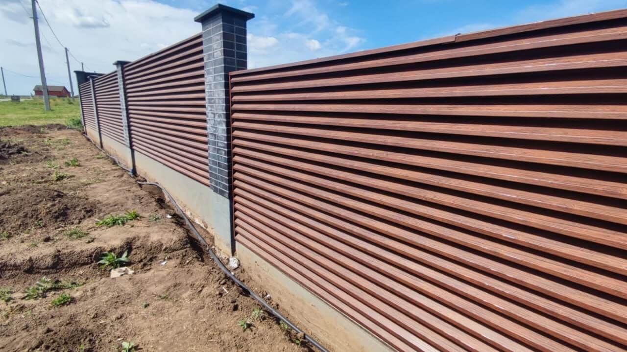 Забор-жалюзи из ламелей 54м ЭКО-Z Античный Дуб (SteelArt) в Сыктывкаре