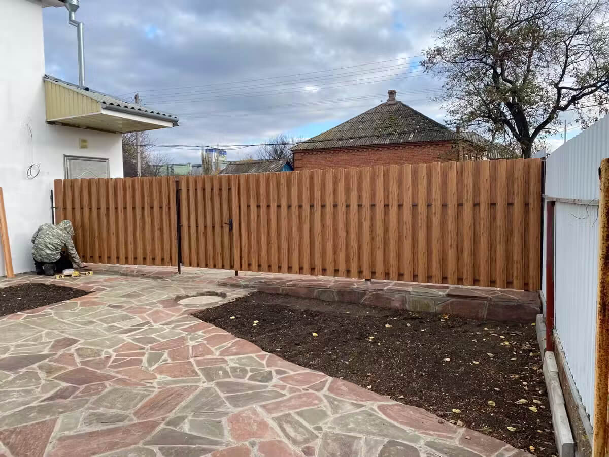 Забор из евроштакетника 7м Кипарис 2хPrintech двусторонний в Сыктывкаре